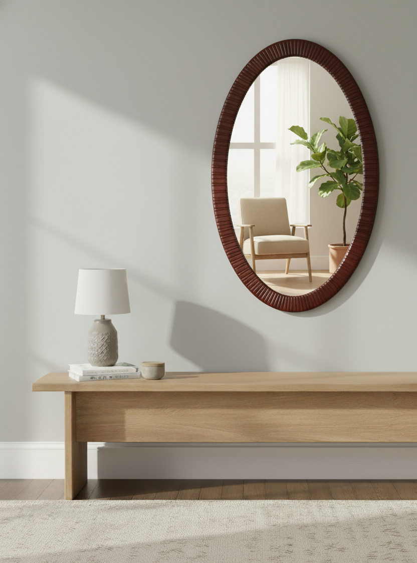 Oval Carved Antique Mirror (L)