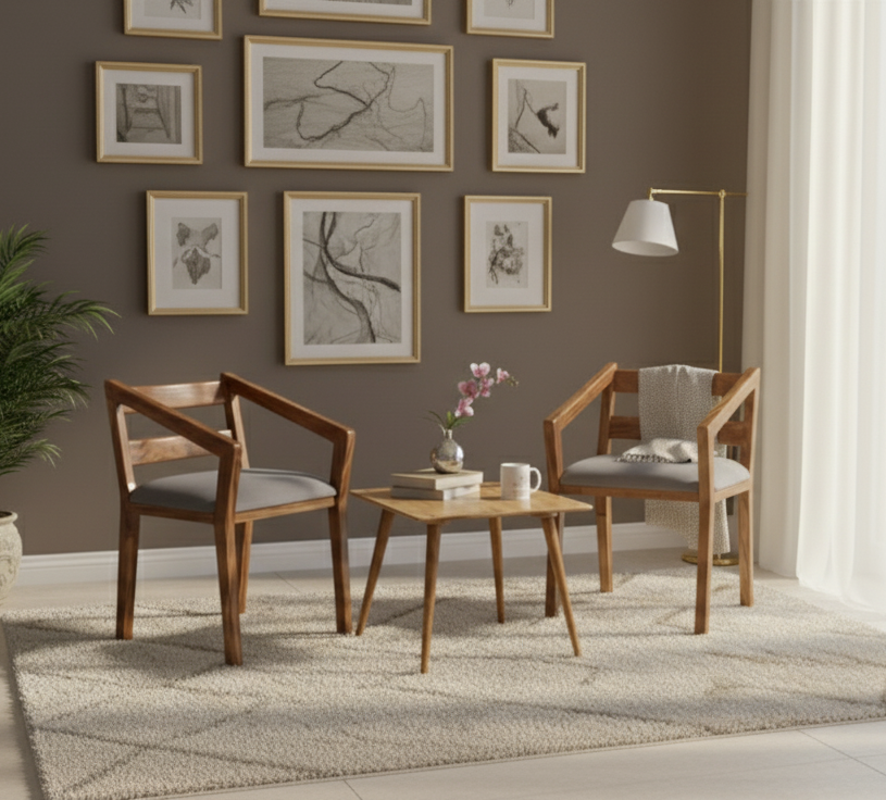 Italian Coffee Table Set With 2 Chairs