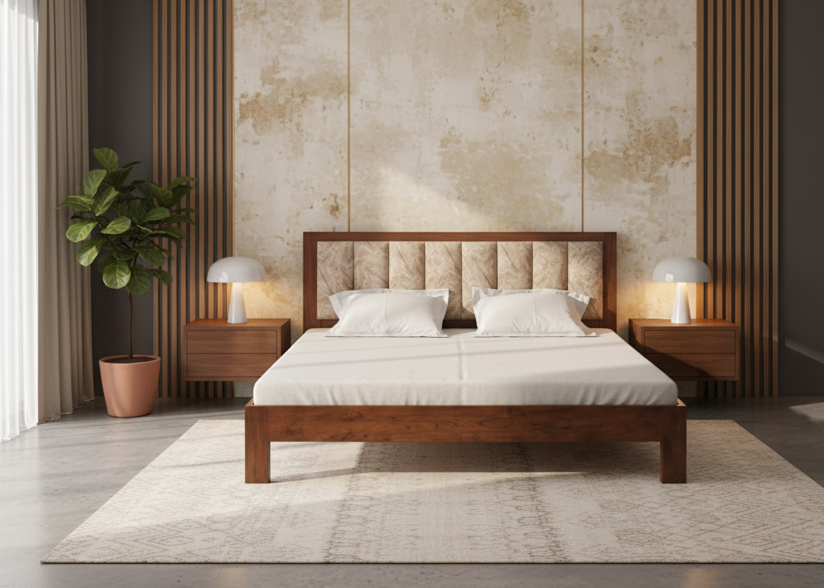 Solid Wood King Size Double Bed