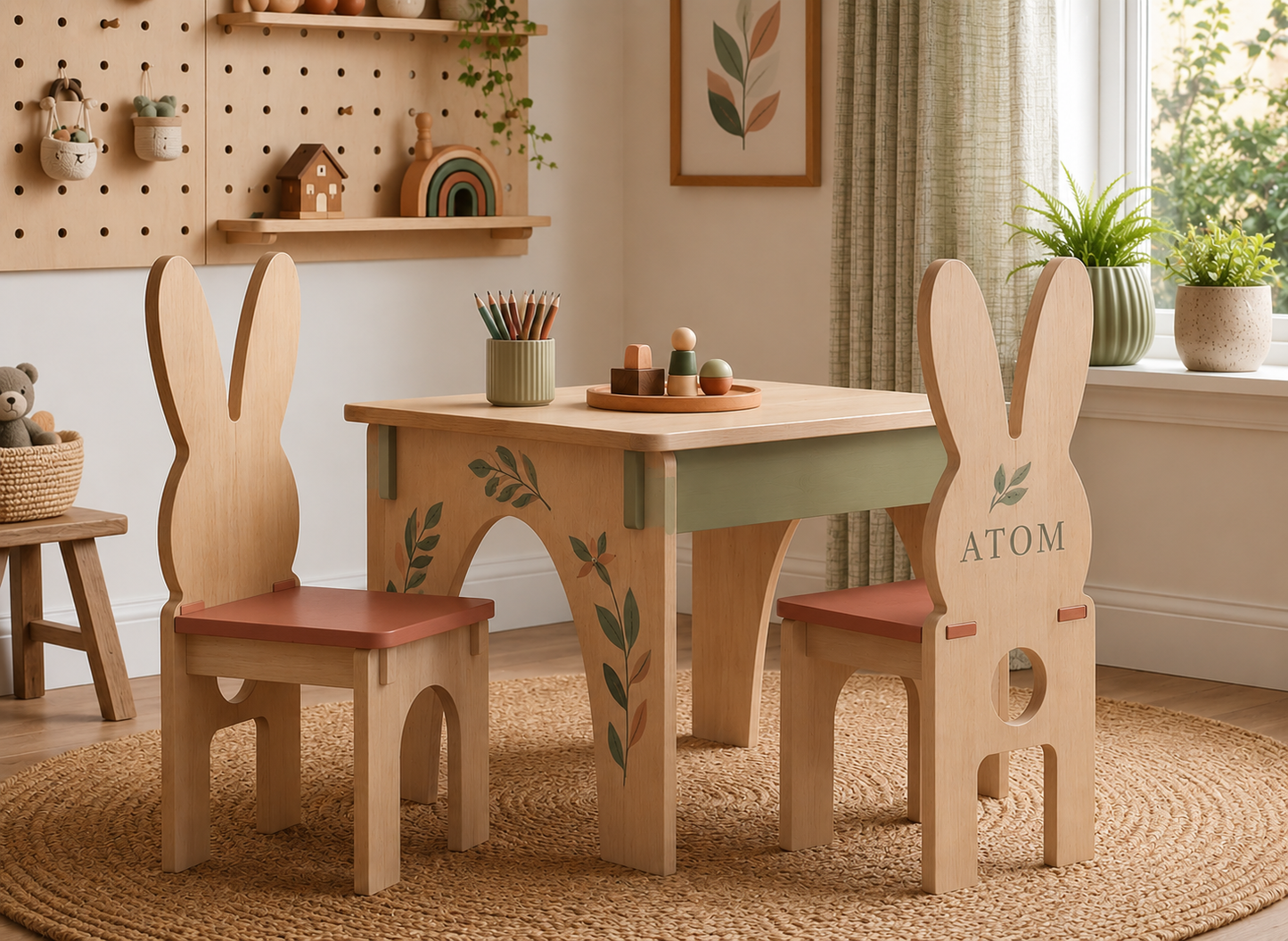Personalized Montessori Toddler Table and Chair Set