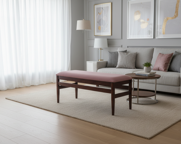 Wine Color Upholestred Bench