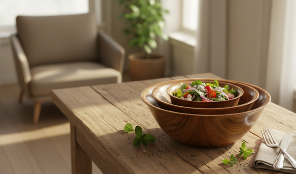 Set Of 3 Serving Wooden Bowl