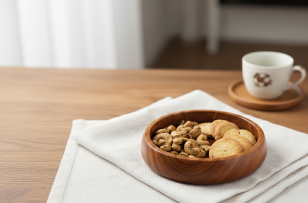 Solid Wooden Round Shape  Serving  Bowl