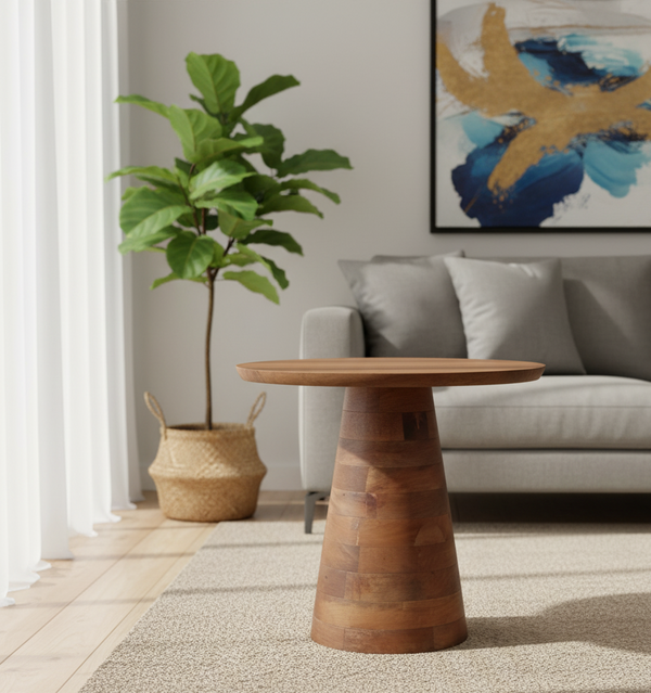 Solid Wood Round Side Table