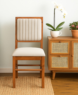 Classic Wooden Chair with Quilted Acacia